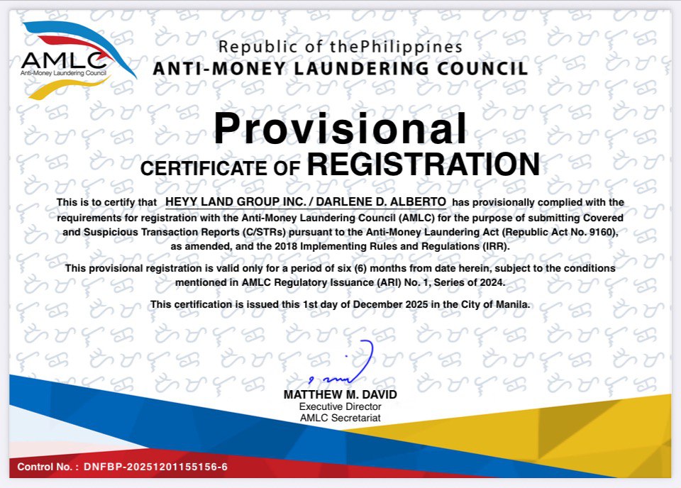 Certificate of Registration Anti-Money Laundering Council