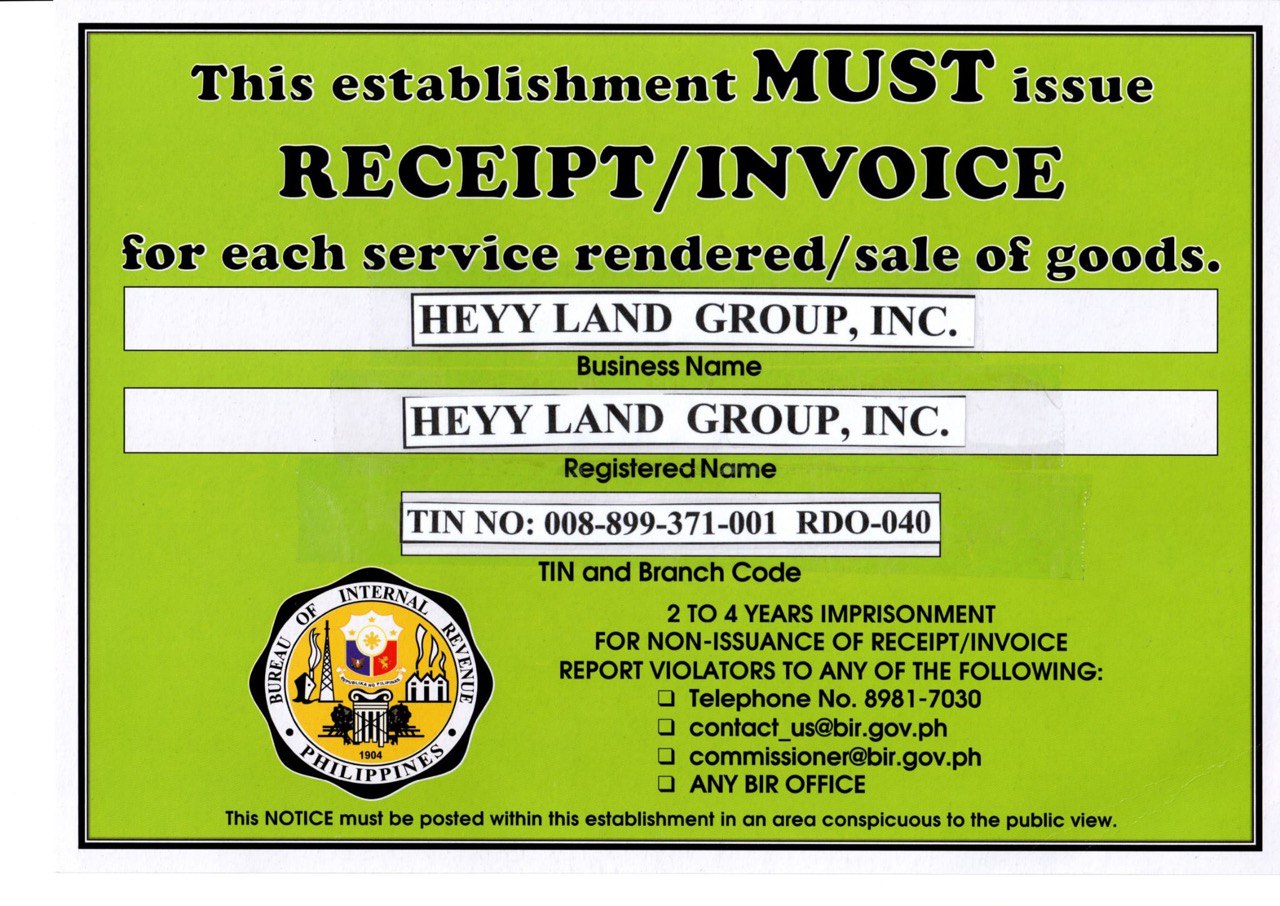 Bureau of Internal Revenue Certificate