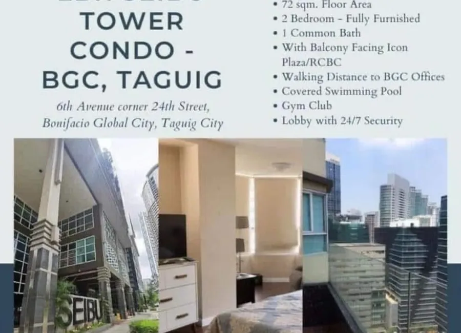 Rush Condo 2 Bedroom For Rent at Seibu Tower, BGC