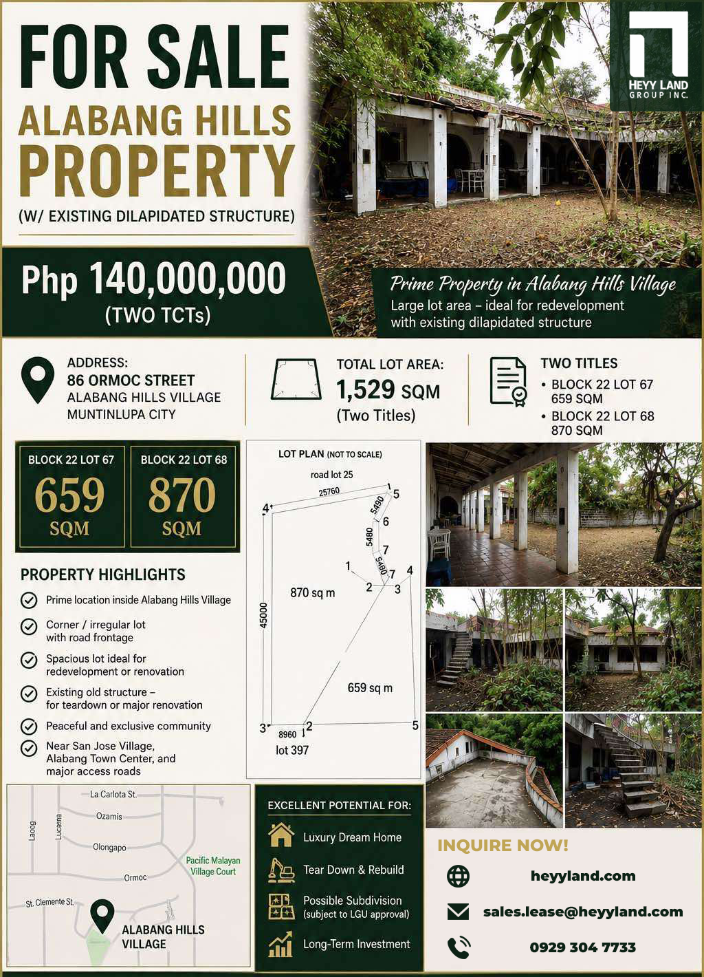 Alabang Hills Property with Existing Dilapidated Structure in ALABANG, MUNTINLUPA CITY