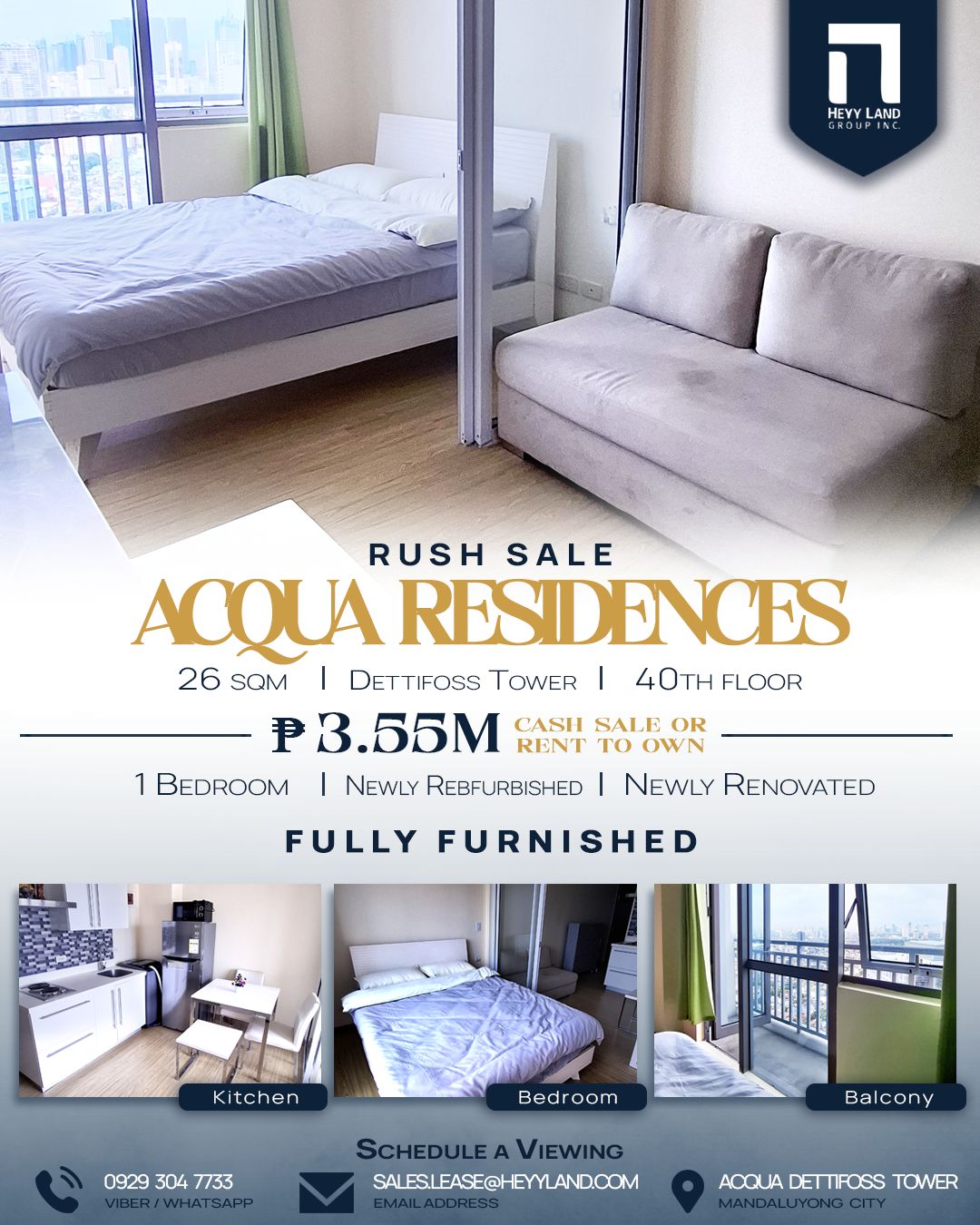 RUSH SALE Acqua Residences Dettifoss Tower Unit in MANDALUYONG CITY