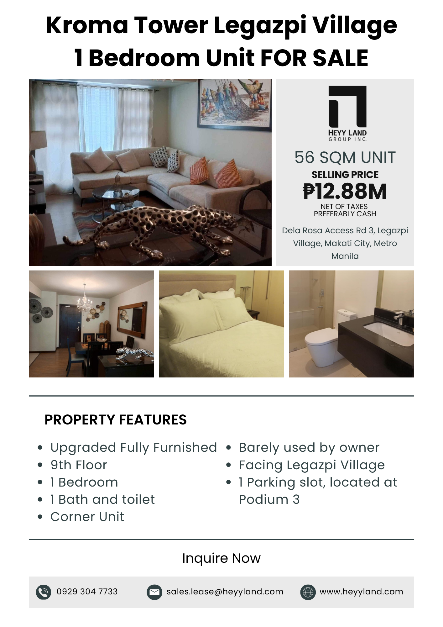 FOR SALE Kroma Tower Legazpi Villa 1 Bedroom Unit in MAKATI CITY