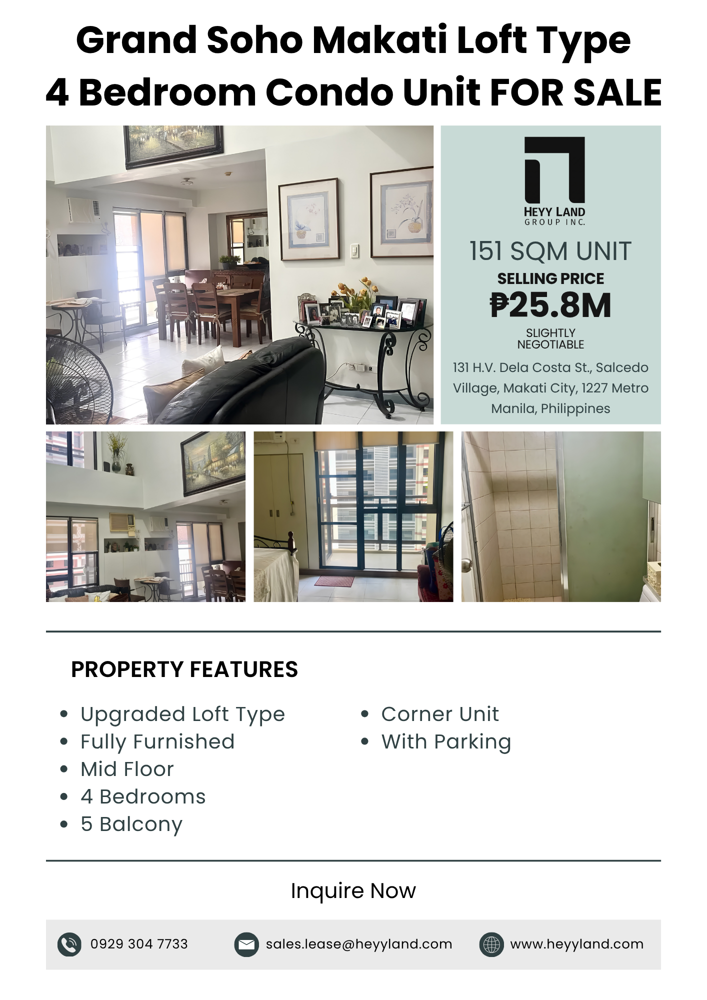 FOR SALE Grand Soho Makati Loft Type 4 Bedroom Condo Unit in MAKATI CITY