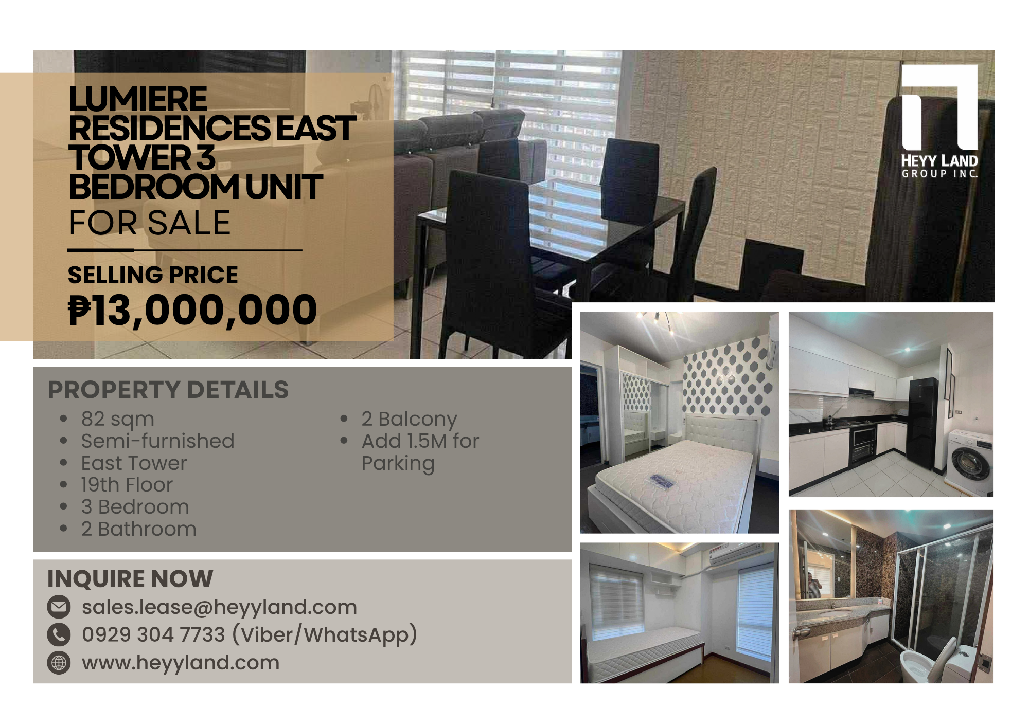 FOR SALE Lumiere Residences East Tower 3 Bedroom Unit in PASIG CITY