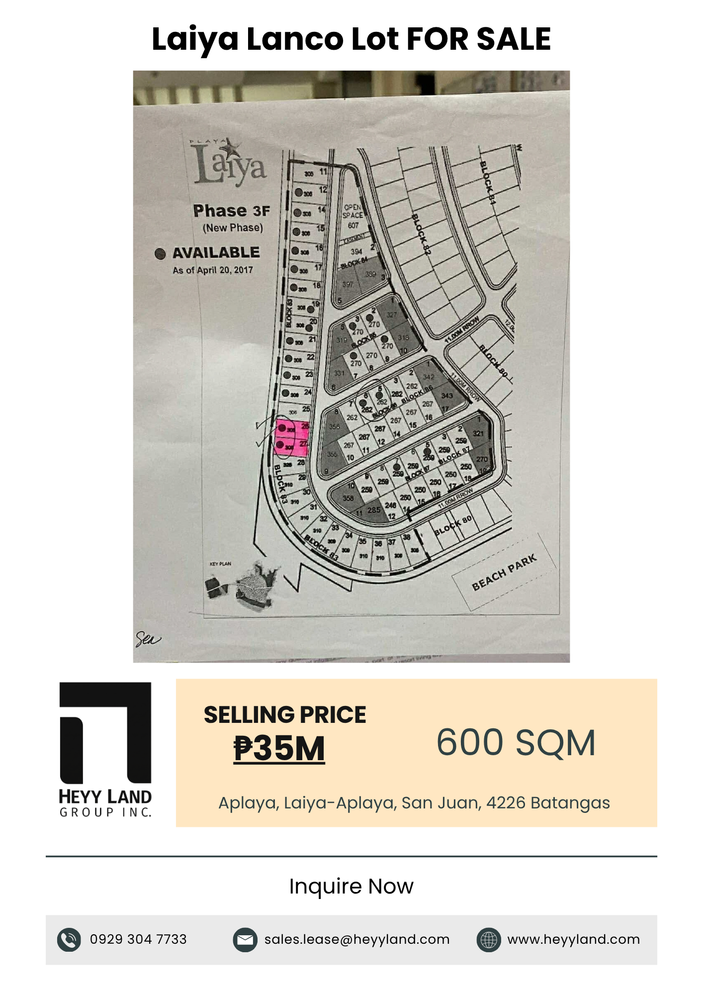 FOR SALE Laiya Landco Lot in BATANGAS