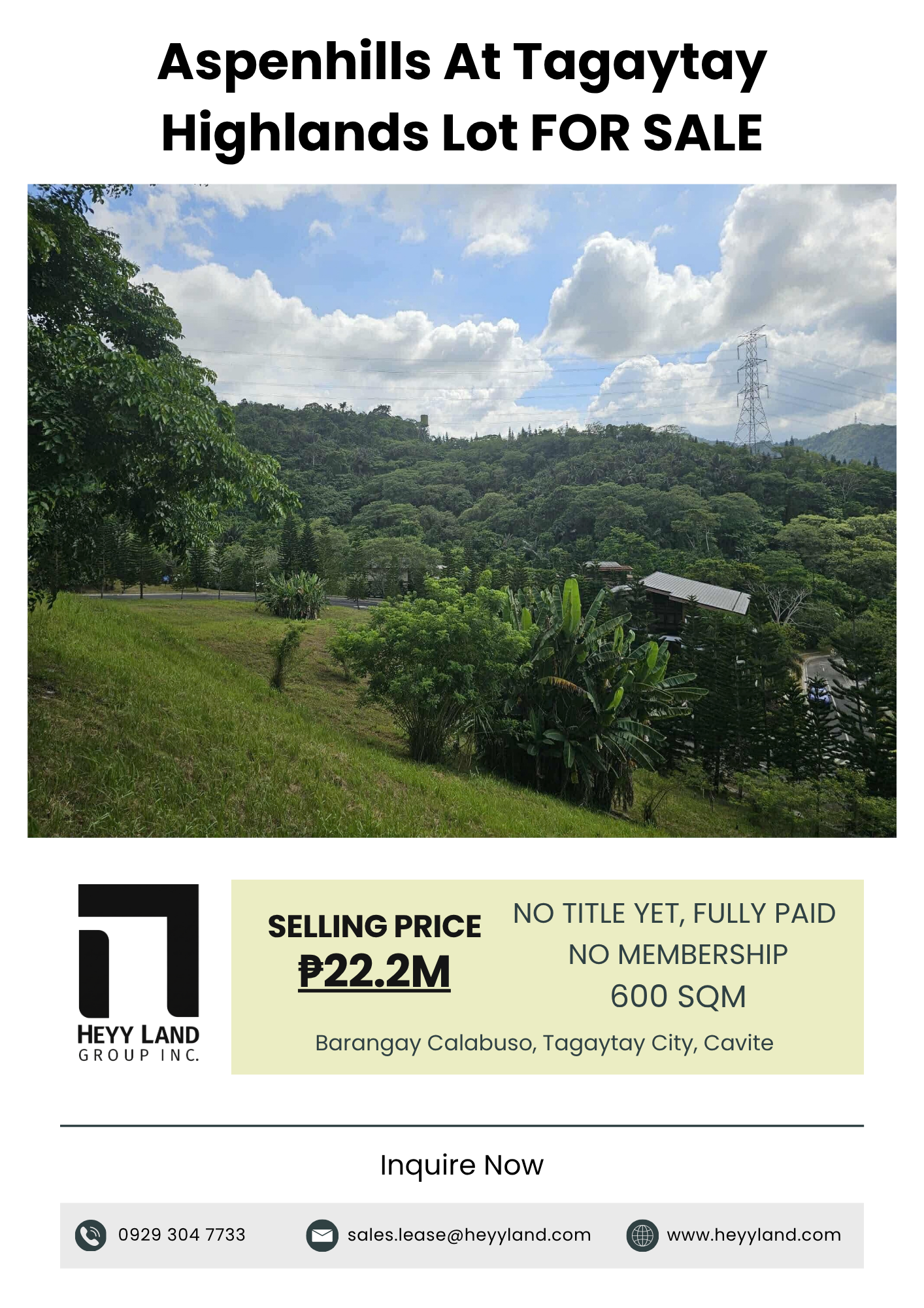 FOR SALE Aspenhills At Tagaytay Highlands Lot in TAGAYTAY
